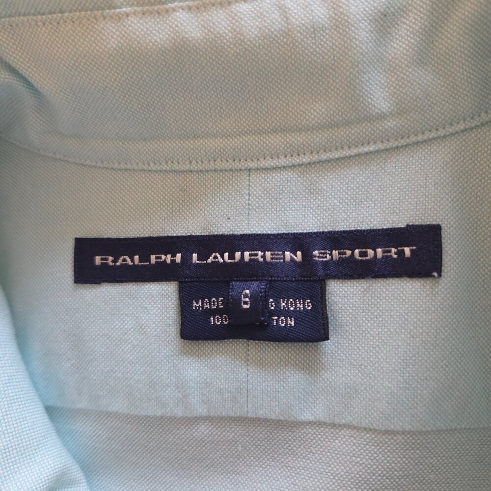 Vintage Ralph Lauren Sport Sleeveless Button Up Shirt Size 6 Icy Blue Flesh Pony - Picture 3 of 8
